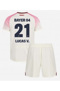 Bayer Leverkusen Lucas Vazquez #21 Jalkapallovaatteet Lasten Vieraspeliasu 2025-26 Lyhythihainen (+ Lyhyet housut)